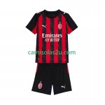 Camisolas de futebol AC Milan Criança Equipamento Principal 2025/26 Manga Curta